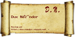 Dux Nándor névjegykártya